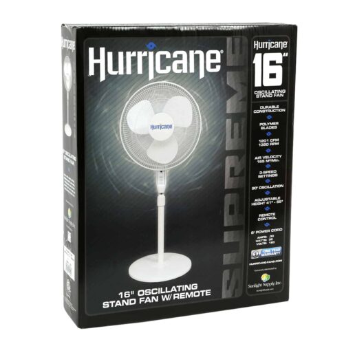 Hurricane Supreme Oscillating Stand Fan-16in-White