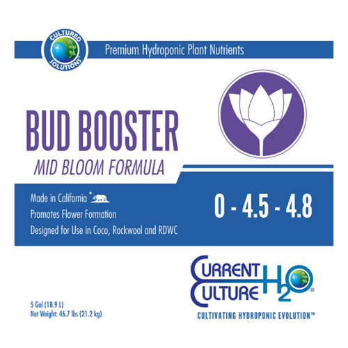 cultured solutions hydroponic nutrients bud booster mid label front